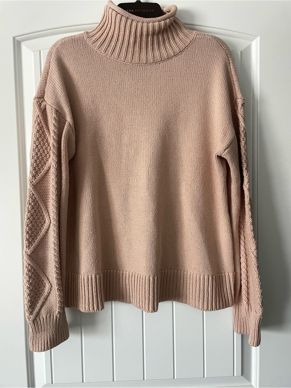 Haven Well Within Soft Cable-Sleeve Turtleneck Sweater - Blush